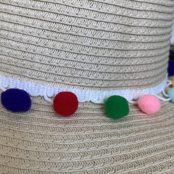 Lane Bryant Pom Poms Floppy Straw Hat - Picture 4 of 6